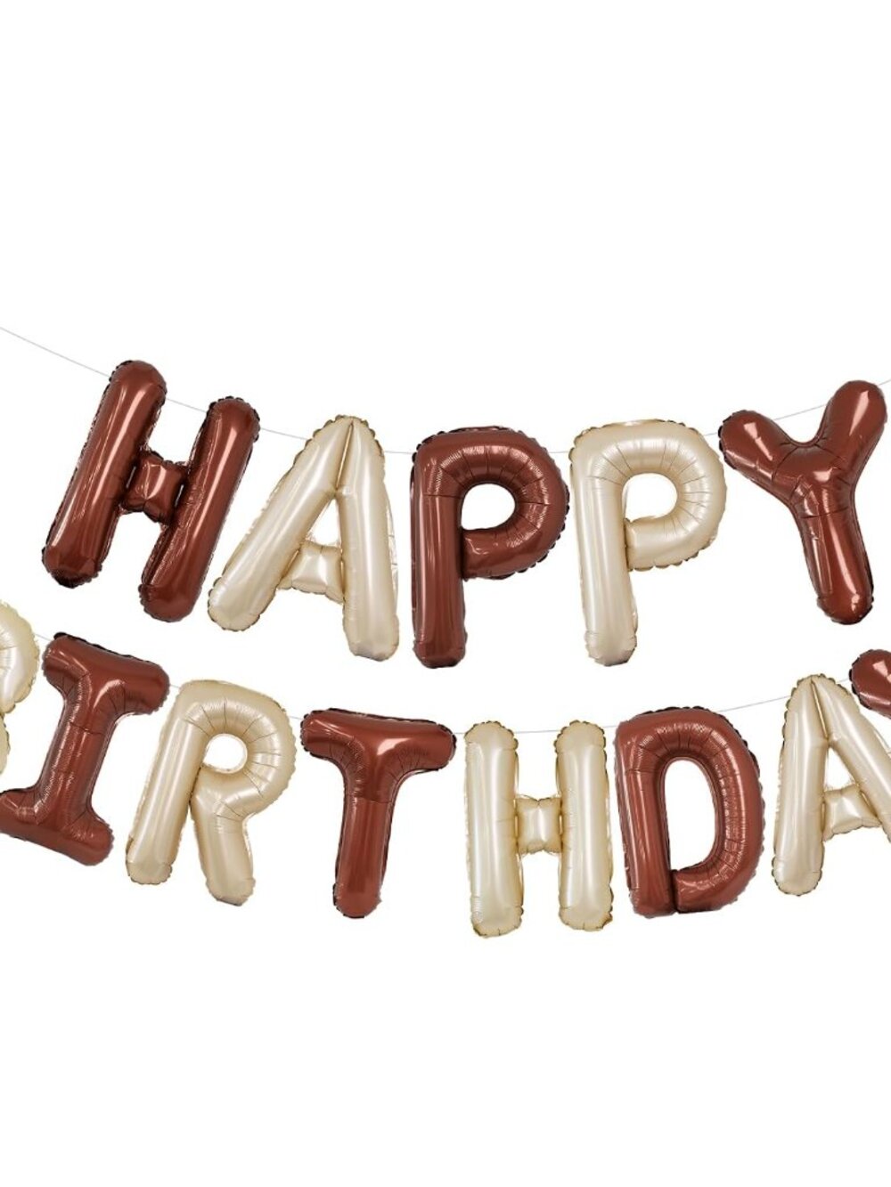 Beige Brown Happy Birthday Balloon Banner Sign 16 Inch Foil Mylar Letters
